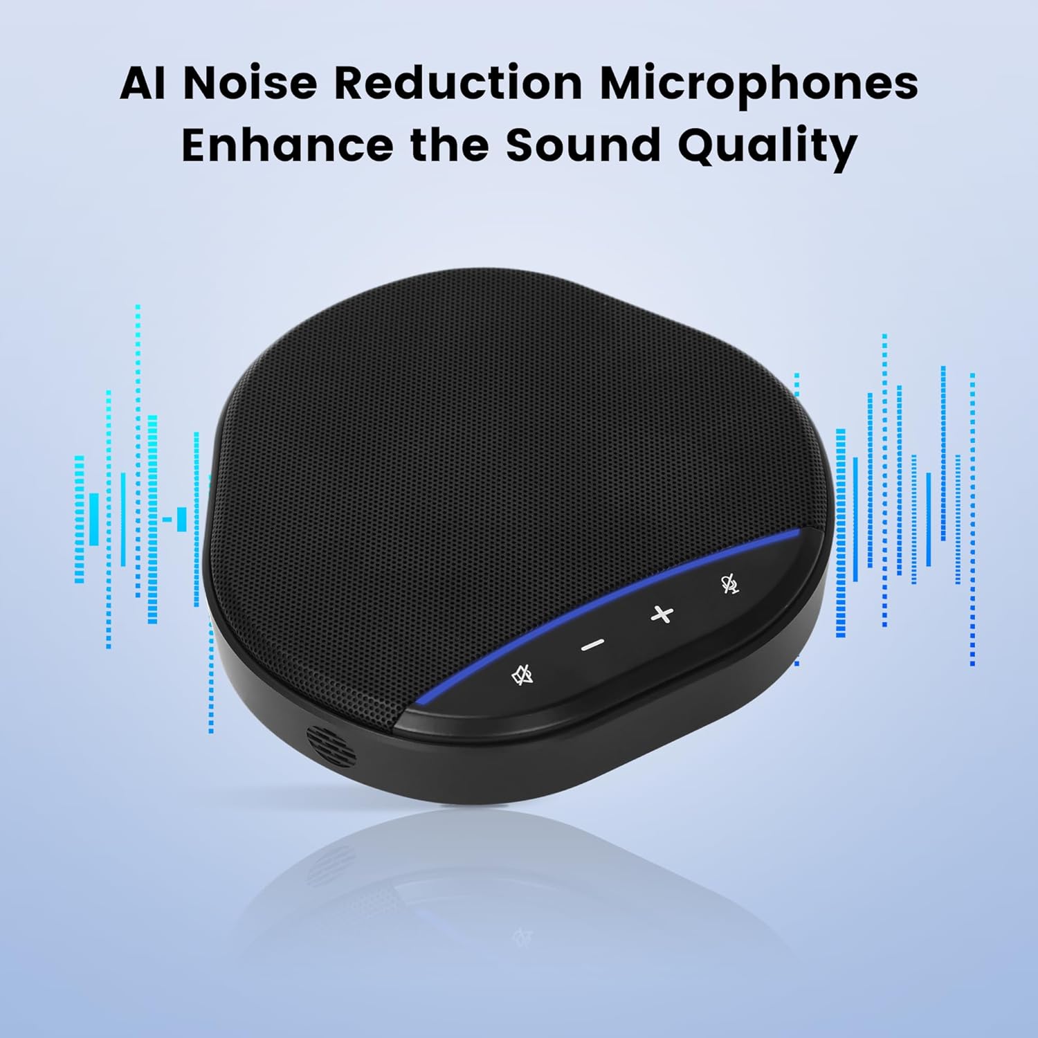 Conference Speakerphone with 360° Voice Pickup, AI Noise Reduction & Echo Cancellation, USB Plug and Play Desktop Microphone Speaker for Zoom, Teams, Skype, Home Office & Online Meetings