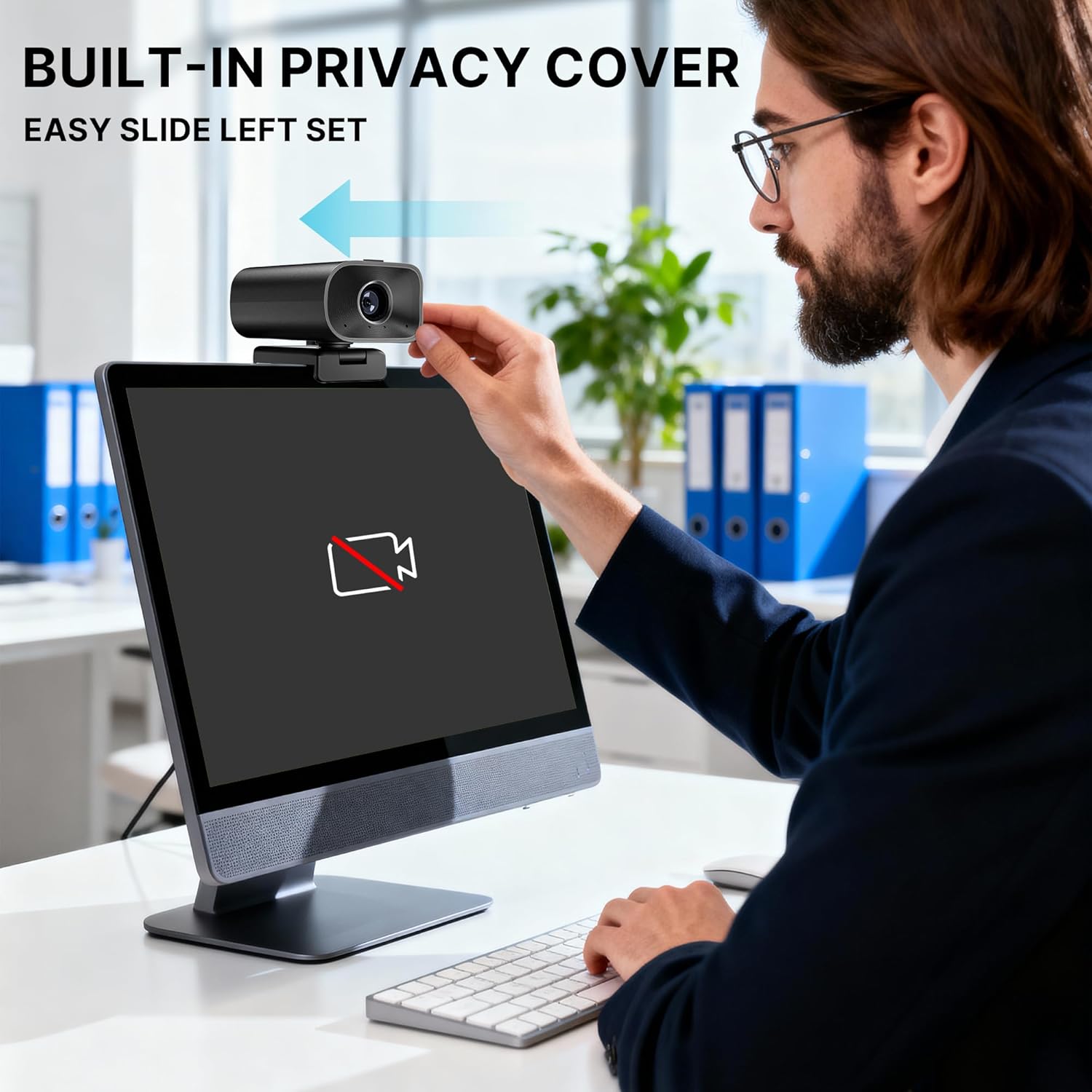 Webcam with 5W Speaker and Microphones for PC,Computer USB Camera 5X Digital Zoom ePTZ 1080P Webcam with Privacy Cover &Remote for Conference, Laptop, Desktop,Mac, Streaming, Gaming