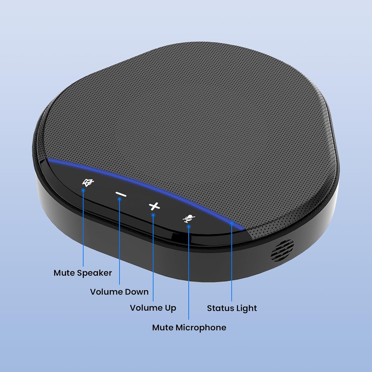 Conference Speakerphone with 360° Voice Pickup, AI Noise Reduction & Echo Cancellation, USB Plug and Play Desktop Microphone Speaker for Zoom, Teams, Skype, Home Office & Online Meetings