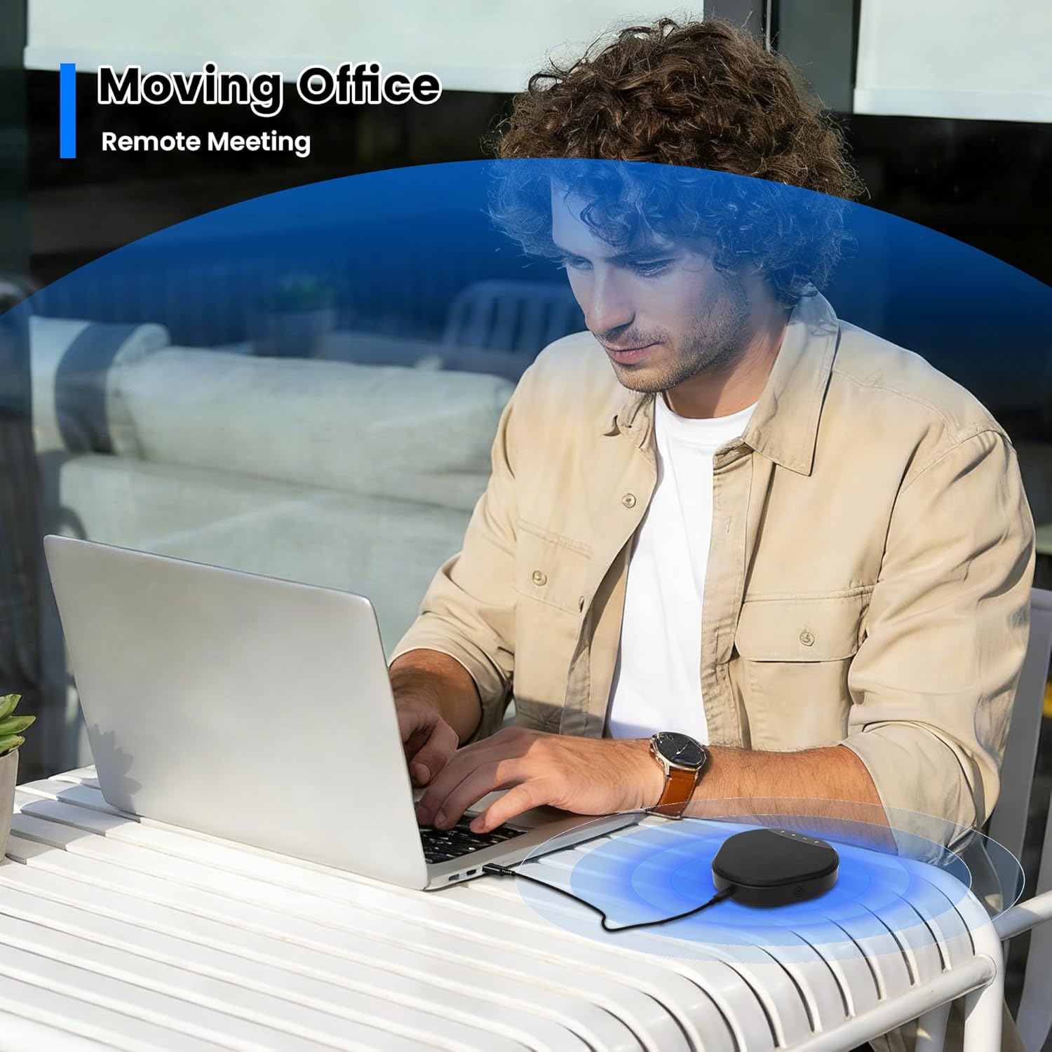 Conference Speakerphone with 360° Voice Pickup, AI Noise Reduction & Echo Cancellation, USB Plug and Play Desktop Microphone Speaker for Zoom, Teams, Skype, Home Office & Online Meetings
